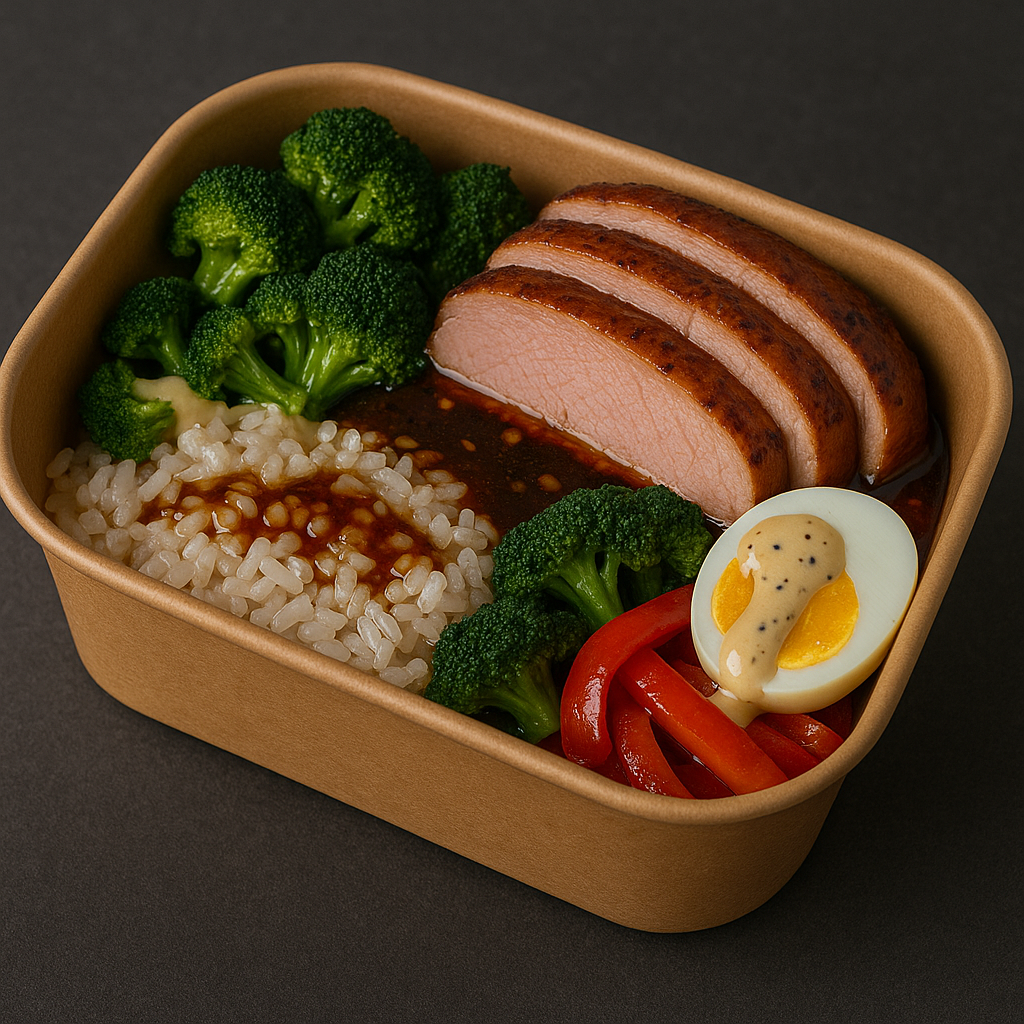 Duck Breast, Boiled Egg, Roasted Broccoli, & Roasted Peppers
